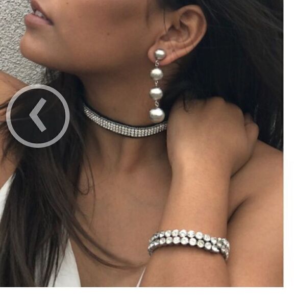 NWT Austrian crystal choker black silver tone - Picture 2 of 8